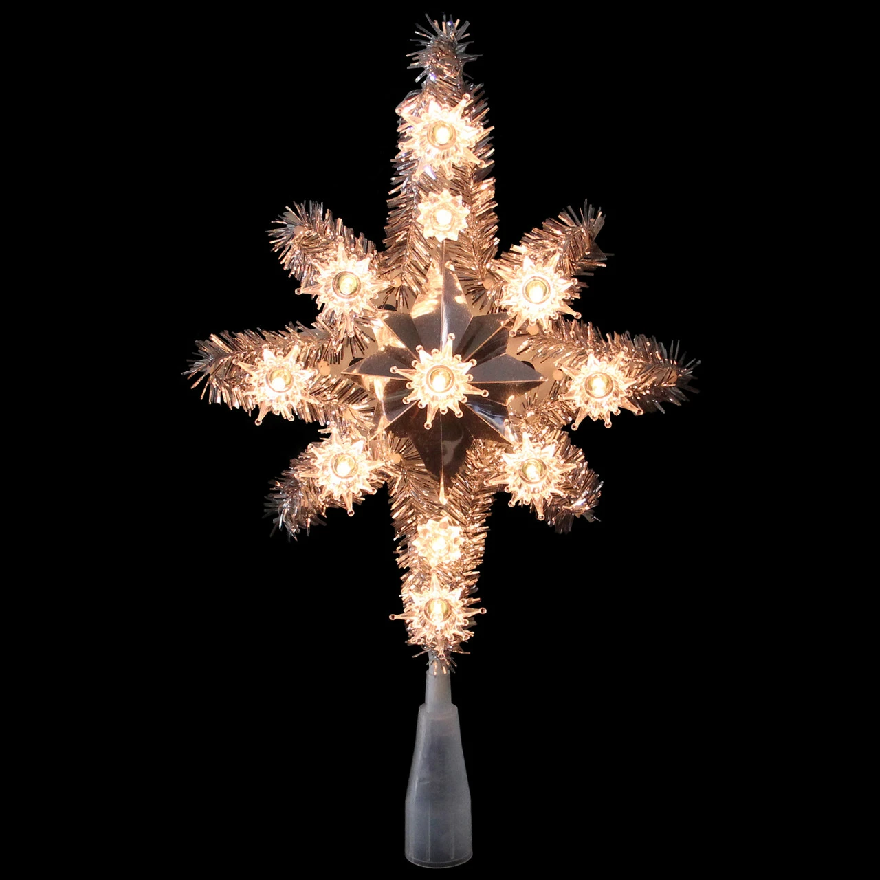 Northlight 11" Silver Lighted Tinsel Star Of Bethlehem Christmas Tree Topper - Clear Lights 2 Northlight 11" Silver Lighted Tinsel Star Of Bethlehem Christmas Tree Topper - Clear Lights - Image 2