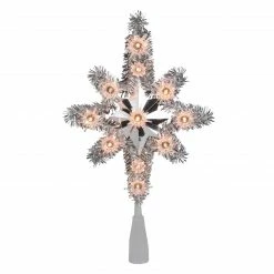 Northlight 11" Silver Lighted Tinsel Star Of Bethlehem Christmas Tree Topper - Clear Lights
