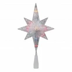 Northlight 11" Lighted Clear Crystal Star Of Bethlehem Christmas Tree Topper - Multicolor Lights