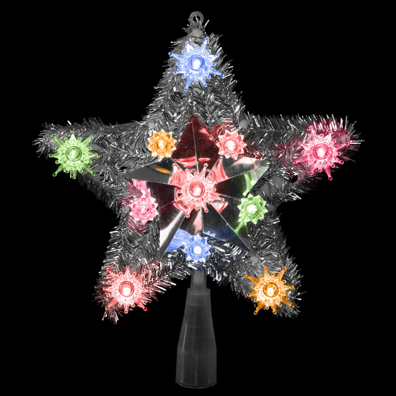 Northlight 9" Lighted Silver Star Christmas Tree Topper - Multicolor Lights 2 Northlight 9" Lighted Silver Star Christmas Tree Topper - Multicolor Lights - Image 2