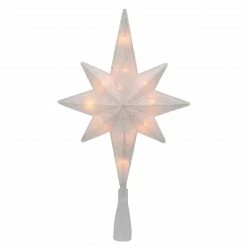 Northlight 11" Lighted White And Gold Frosted Bethlehem Star With Scrolling Christmas Tree Topper - Clear Lights