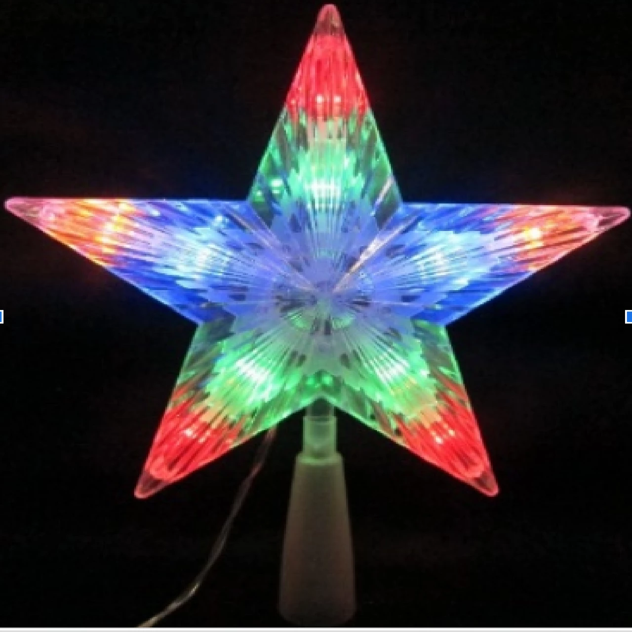 Northlight 8" Pre-Lit Clear Crystal Star Christmas Tree Topper - Multicolor LED Lights 2 Northlight 8" Pre-Lit Clear Crystal Star Christmas Tree Topper - Multicolor LED Lights - Image 2