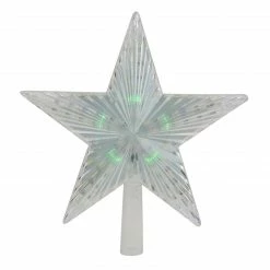 Northlight 9" Pre-Lit Clear Crystal Star Christmas Tree Topper - Multicolor LED Lights
