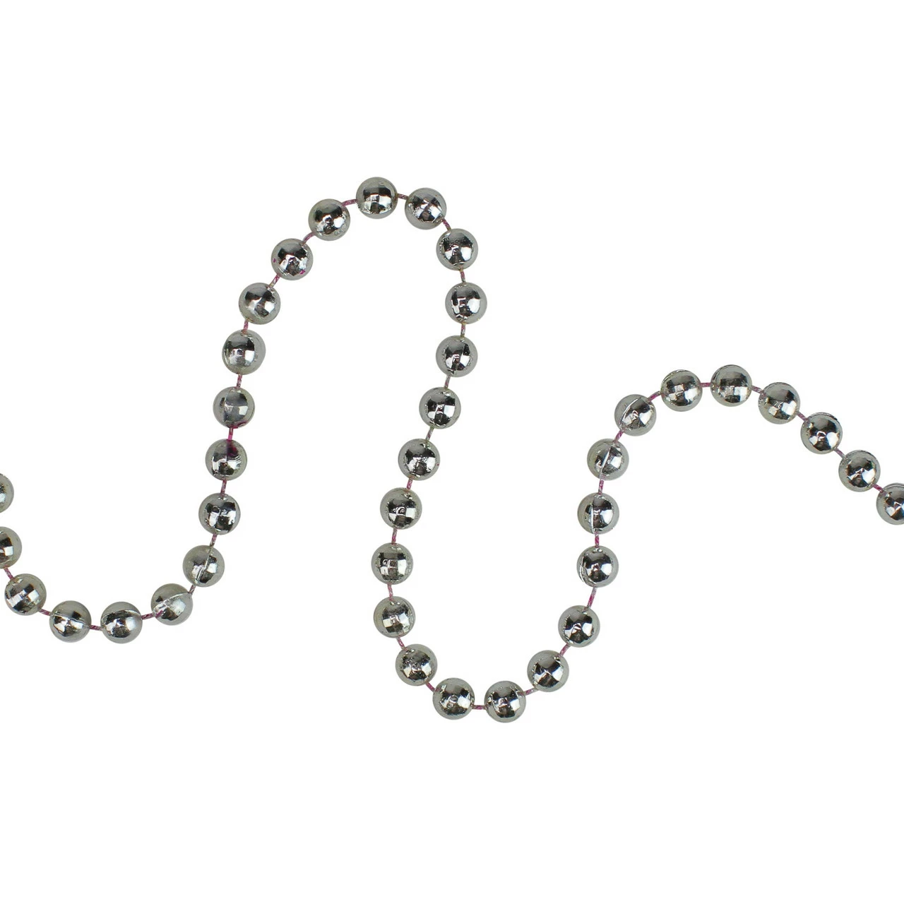 Northlight 15' X 0.25" Shiny Silver Metallic Faceted Beaded Christmas Garland - Unlit 3 Northlight 15' X 0.25" Shiny Silver Metallic Faceted Beaded Christmas Garland - Unlit - Image 3
