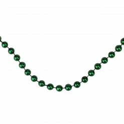 Northlight 15' X 0.25" Shiny Metallic Green Beaded Artificial Christmas Garland - Unlit