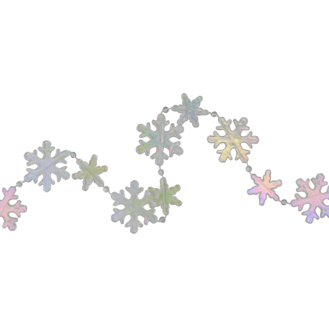 Northlight 8' X 1" Clear And Pink Iridescent Snowflake Beaded Artificial Christmas Garland - Unlit 2 Northlight 8' X 1" Clear And Pink Iridescent Snowflake Beaded Artificial Christmas Garland - Unlit - Image 2