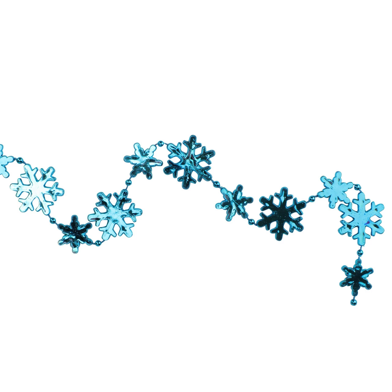 Northlight 8' X 1" Shiny Blue Snowflakes Beaded Christmas Garland - Unlit 2 Northlight 8' X 1" Shiny Blue Snowflakes Beaded Christmas Garland - Unlit - Image 2