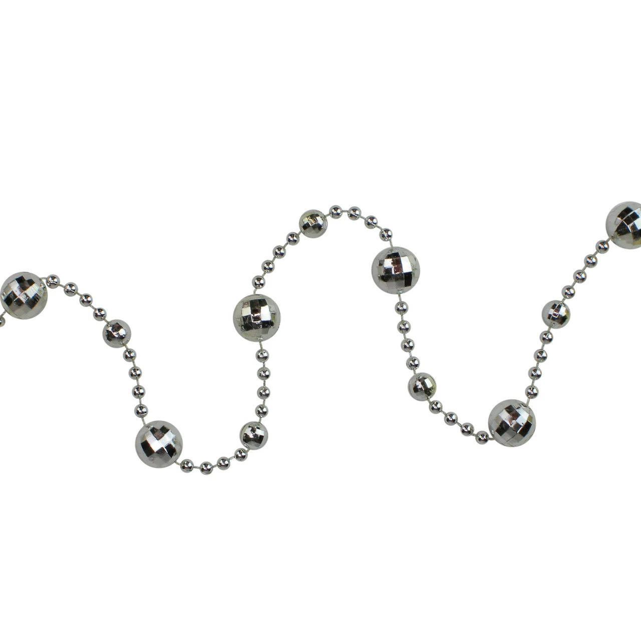 Northlight 15' X 0.5" Shiny Silver Mirrored Disco Ball Beaded Christmas Garland 2 Northlight 15' X 0.5" Shiny Silver Mirrored Disco Ball Beaded Christmas Garland - Image 2