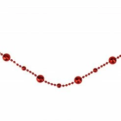 Northlight 15' X 0.5" Red Shiny Crimson Mirrored Disco Ball Beaded Christmas Garland