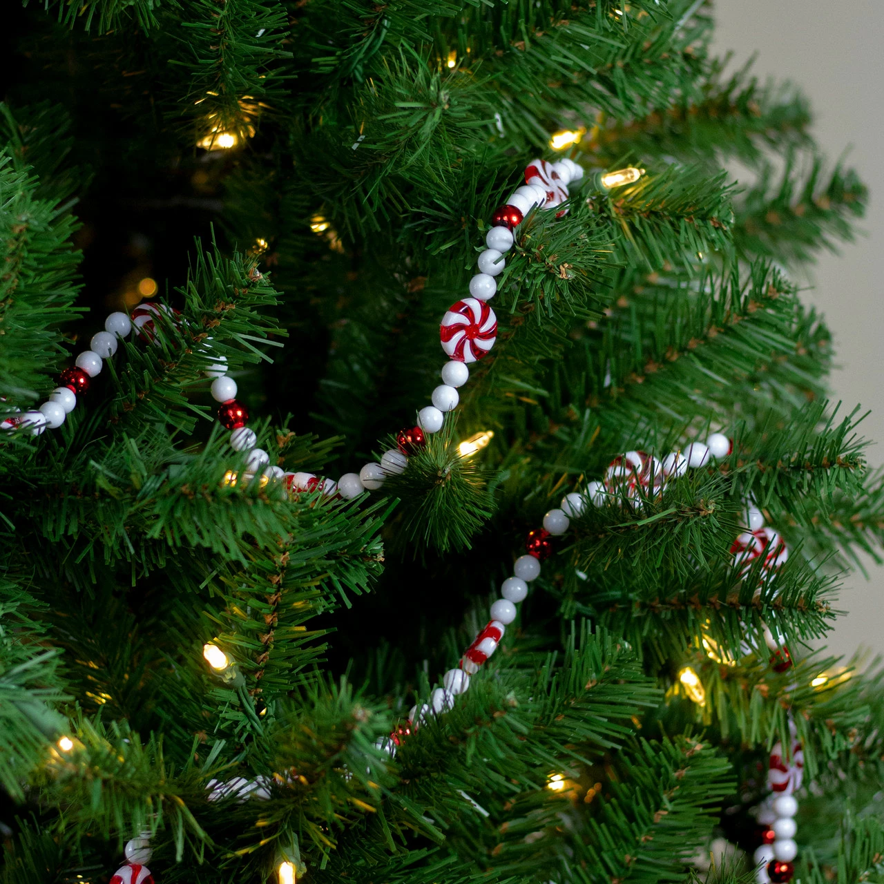 Northlight 9' X 1" Red And White Peppermint Candy Beaded Artificial Christmas Garland - Unlit 2 Northlight 9' X 1" Red And White Peppermint Candy Beaded Artificial Christmas Garland - Unlit - Image 2