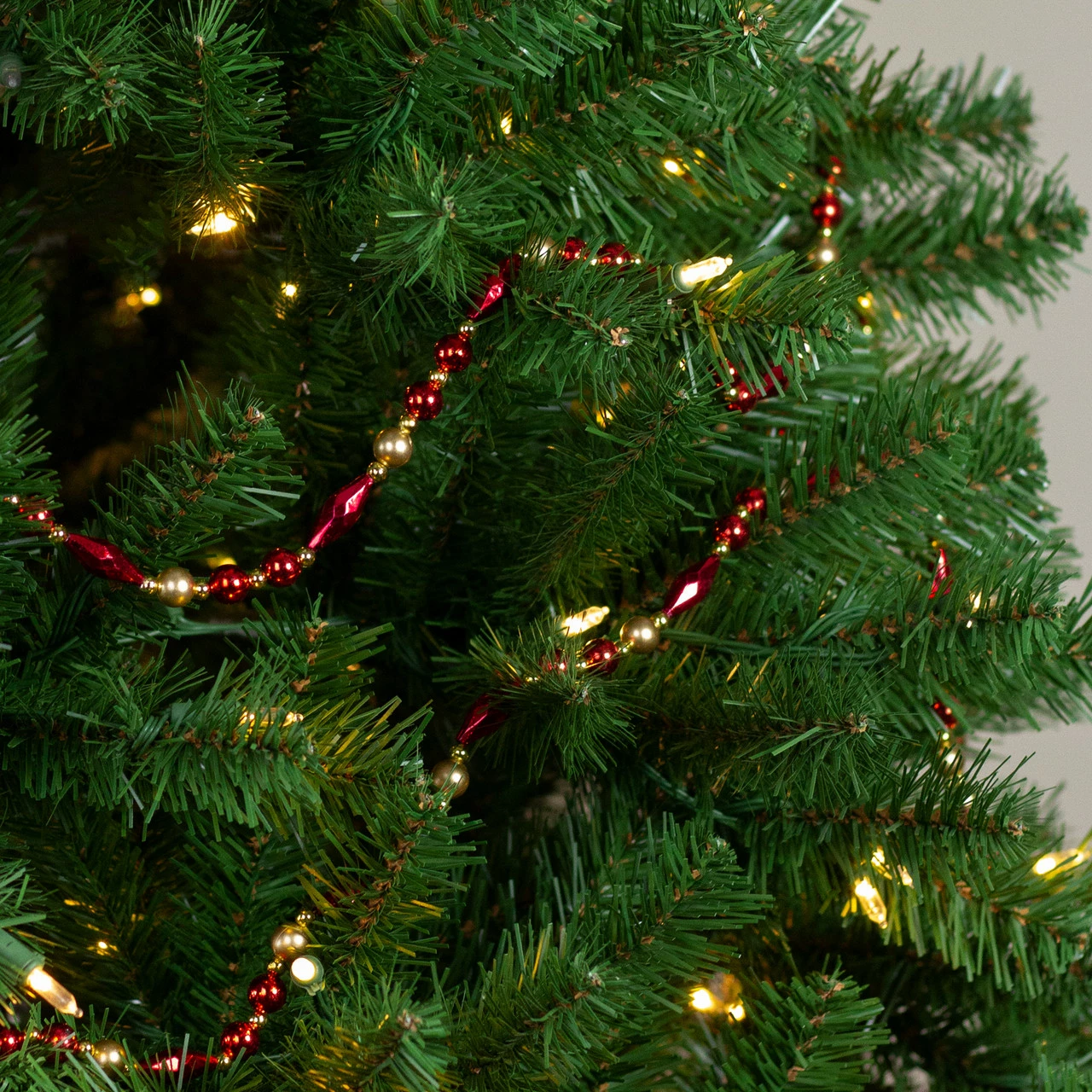 Northlight 9' X 0.5" Shiny And Matte Red Beaded Shatterproof Artificial Christmas Garland - Unlit 2 Northlight 9' X 0.5" Shiny And Matte Red Beaded Shatterproof Artificial Christmas Garland - Unlit - Image 2