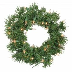 Northlight Pre-Lit Deluxe Windsor Pine Artificial Christmas Wreath - 10-Inch, Clear Lights