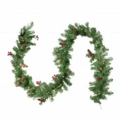Northlight 9' X 10" Pre-Lit Noble Fir With Berries Artificial Christmas Garland - Clear Lights