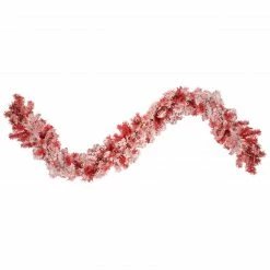 Northlight 9' X 12" Pre-lit Flocked Red Pine Artificial Christmas Garland, Clear Lights