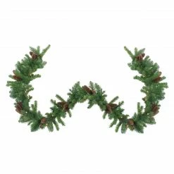 Northlight 9' X 12" Pre-Lit Dakota Green And Brown Pine Artificial Christmas Garland - Clear Dura Lights