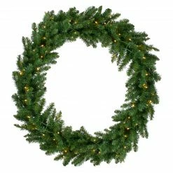 Northlight Pre-Lit Buffalo Fir Commercial Artificial Christmas Wreath - 5 Ft, Warm White LED Lights