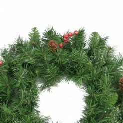Alternative view of Northlight Iced Mixed Pine And Berry With Pine Cone Artificial Christmas Wreath - 24-Inch, Unlit
