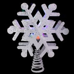 Northlight 12" Lighted White Snowflake Christmas Tree Topper - Multicolor Lights -Wreaths & Garland shop northlightct 74 282 107 4 24253.1664552532