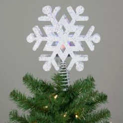 Northlight 12" Lighted White Snowflake Christmas Tree Topper - Multicolor Lights -Wreaths & Garland shop northlightct 74 282 107 5 74887.1664552532
