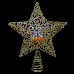 Northlight 13" Lighted Gold Star With Rotating Projector Christmas Tree Topper - Multicolor LED Lights -Wreaths & Garland shop northlightct 74 285 107 4 14174.1588403194