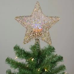 Northlight 13" Lighted Gold Star With Rotating Projector Christmas Tree Topper - Multicolor LED Lights -Wreaths & Garland shop northlightct 74 285 107 5 68385.1588403194