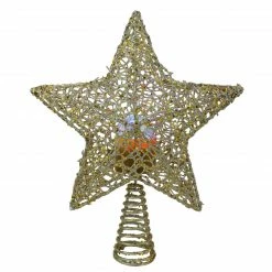 Northlight 13" Lighted Gold Star With Rotating Projector Christmas Tree Topper - Multicolor LED Lights