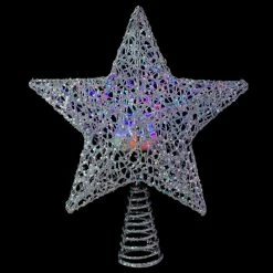 Northlight 13" Lighted Silver Star With Rotating Projector Christmas Tree Topper - Multicolor LED Lights -Wreaths & Garland shop northlightct 74 287 107 4 85918.1665610751