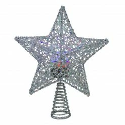 Northlight 13" Lighted Silver Star With Rotating Projector Christmas Tree Topper - Multicolor LED Lights
