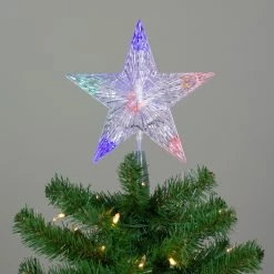 Northlight 10" Lighted White 5 Point Star Christmas Tree Topper - Multicolor LED Lights -Wreaths & Garland shop northlightct 74 672 107 4 24467.1588403105