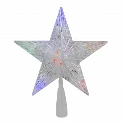 Northlight 10" Lighted White 5 Point Star Christmas Tree Topper - Multicolor LED Lights