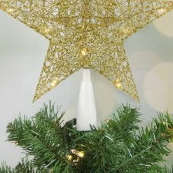 Northlight 10" LED Lighted Gold Glittered Star Christmas Tree Topper, Warm White Lights -Wreaths & Garland shop northlightha92186b updated 35823.1665260256