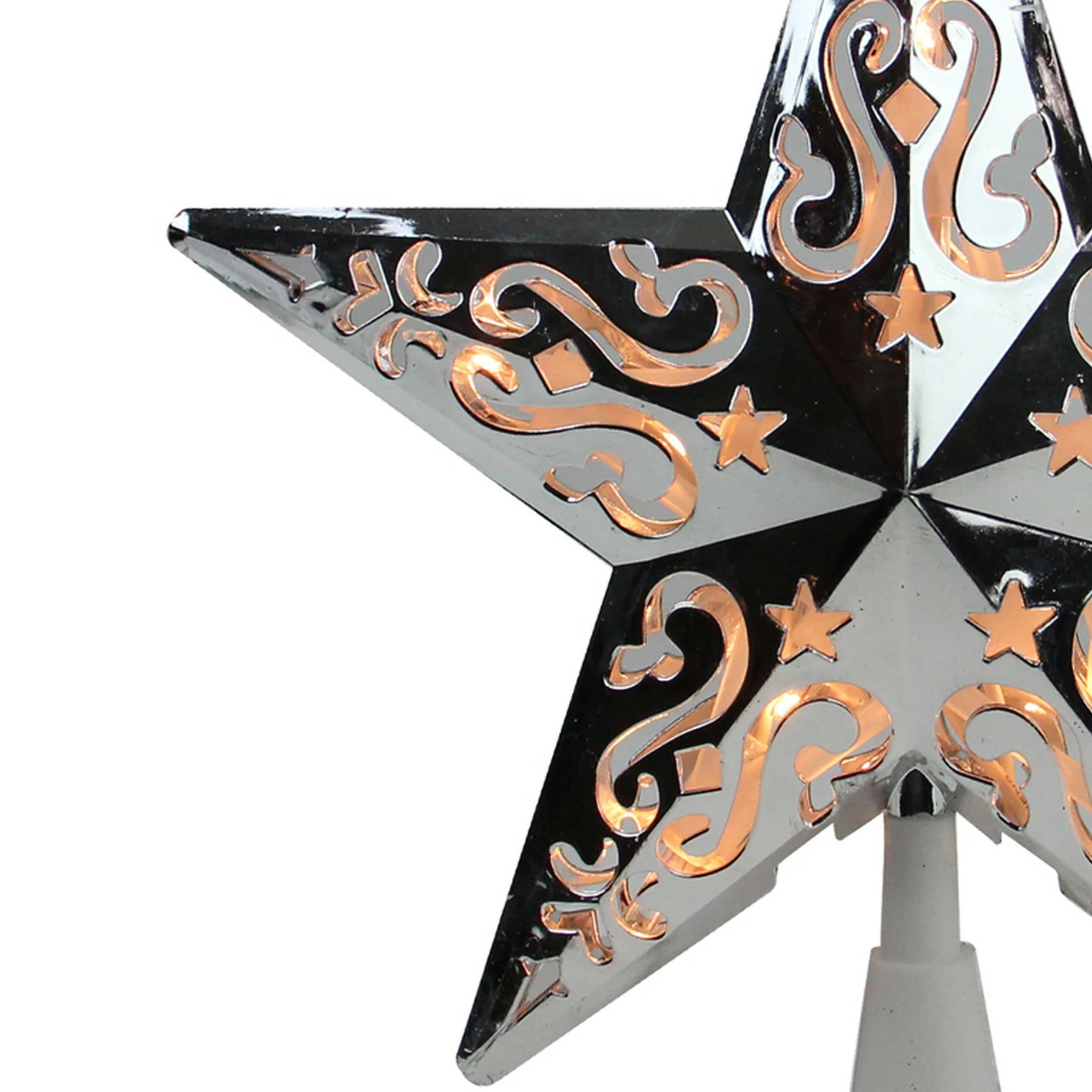 Northlight 8.5" Lighted Silver Scroll Star Christmas Tree Topper - Clear Lights 3 Northlight 8.5" Lighted Silver Scroll Star Christmas Tree Topper - Clear Lights - Image 3