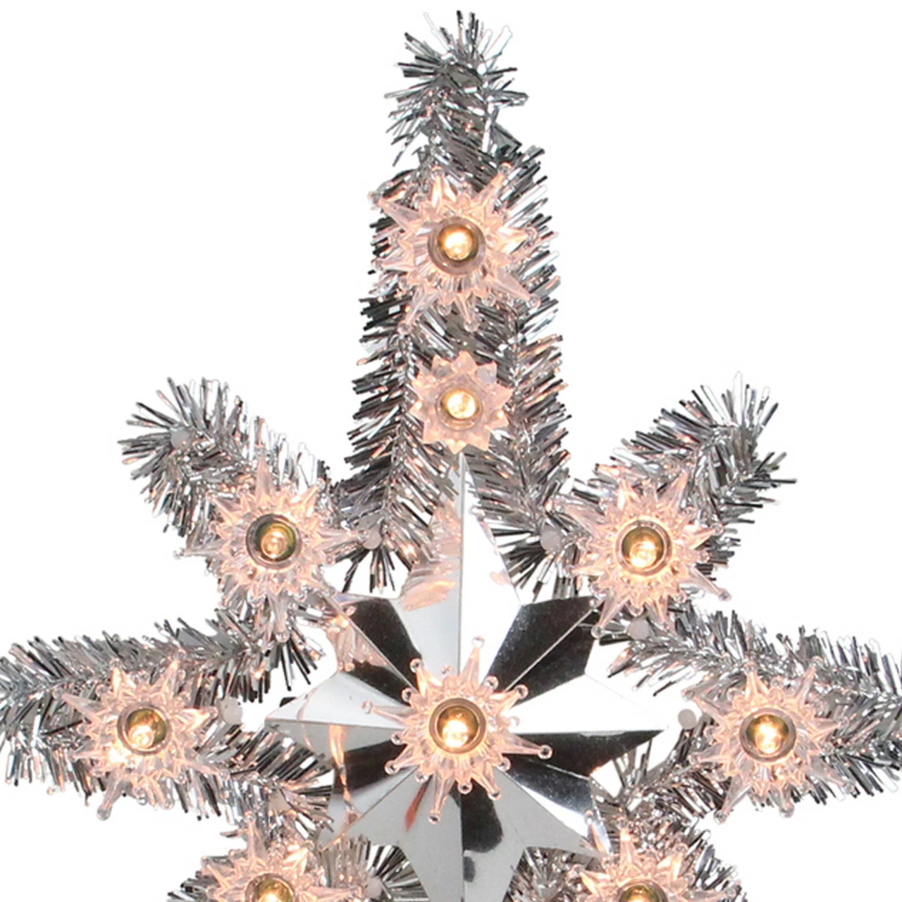 Northlight 11" Silver Lighted Tinsel Star Of Bethlehem Christmas Tree Topper - Clear Lights 3 Northlight 11" Silver Lighted Tinsel Star Of Bethlehem Christmas Tree Topper - Clear Lights - Image 3