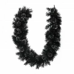 Northlight 6' X 9 Pre-Lit Battery Operated Black Bristle Artificial Christmas Garland - Warm White LED Lights
