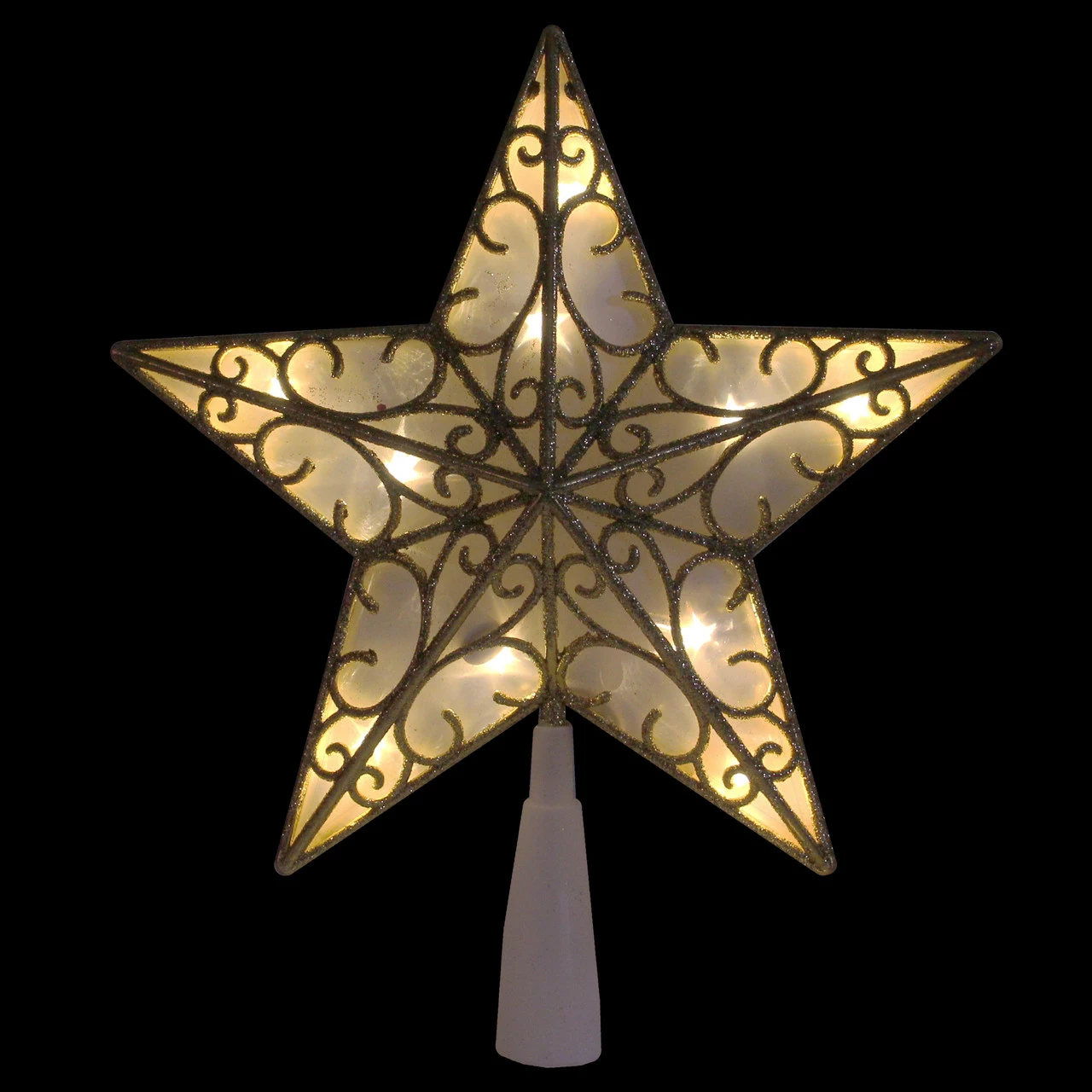 Northlight 9" Gold And White Glittered Star LED Christmas Tree Topper - Warm White Lights 2 Northlight 9" Gold And White Glittered Star LED Christmas Tree Topper - Warm White Lights - Image 2