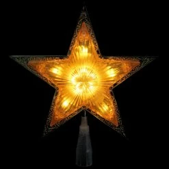 Northlight 9" Lighted Gold Edged Christmas Star Tree Topper - Clear Lights