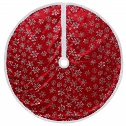 Northlight 48" Red And White Snowflake Christmas Tree Skirt With A White Border