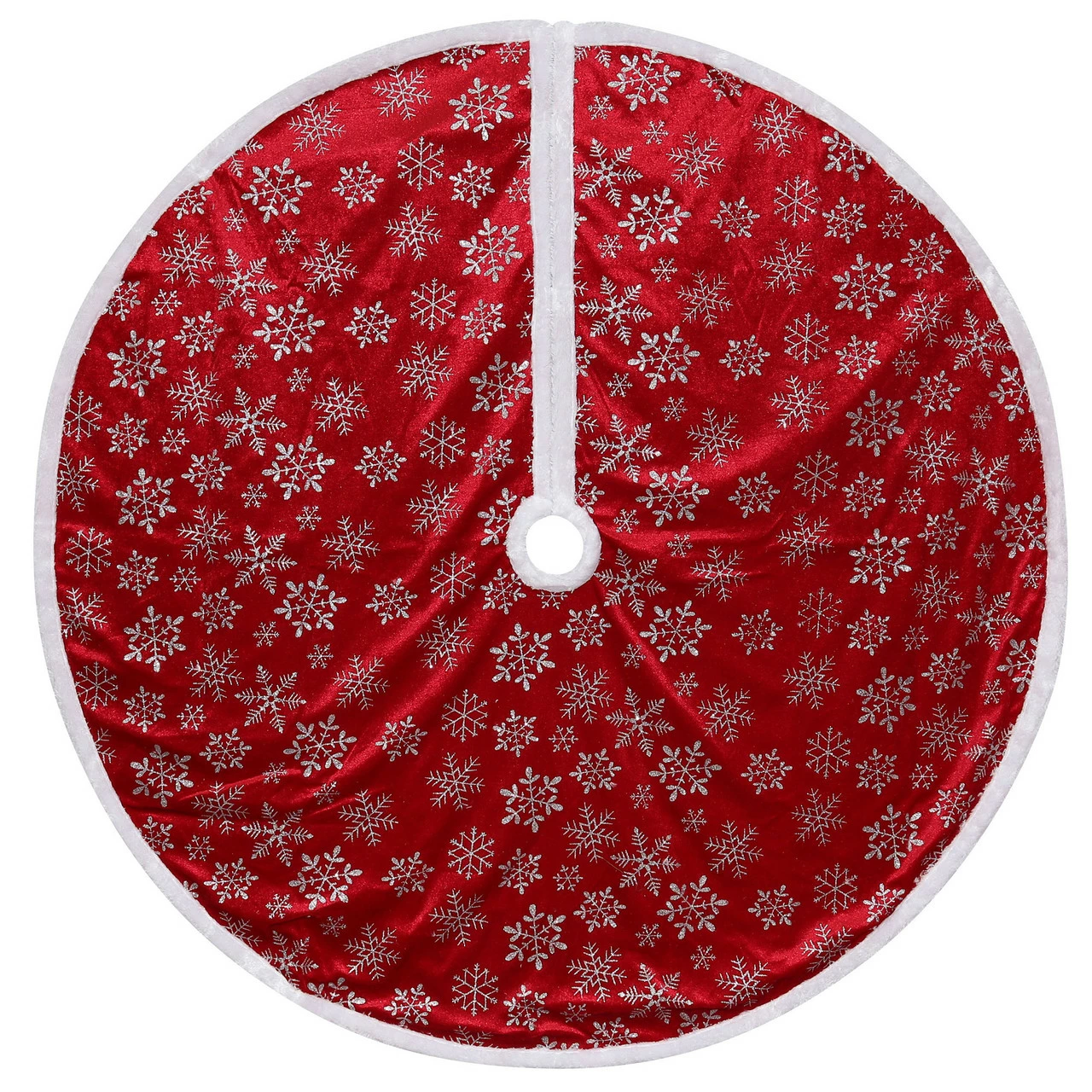 Northlight 48" Red And White Snowflake Christmas Tree Skirt With A White Border 1 Northlight 48" Red And White Snowflake Christmas Tree Skirt With A White Border