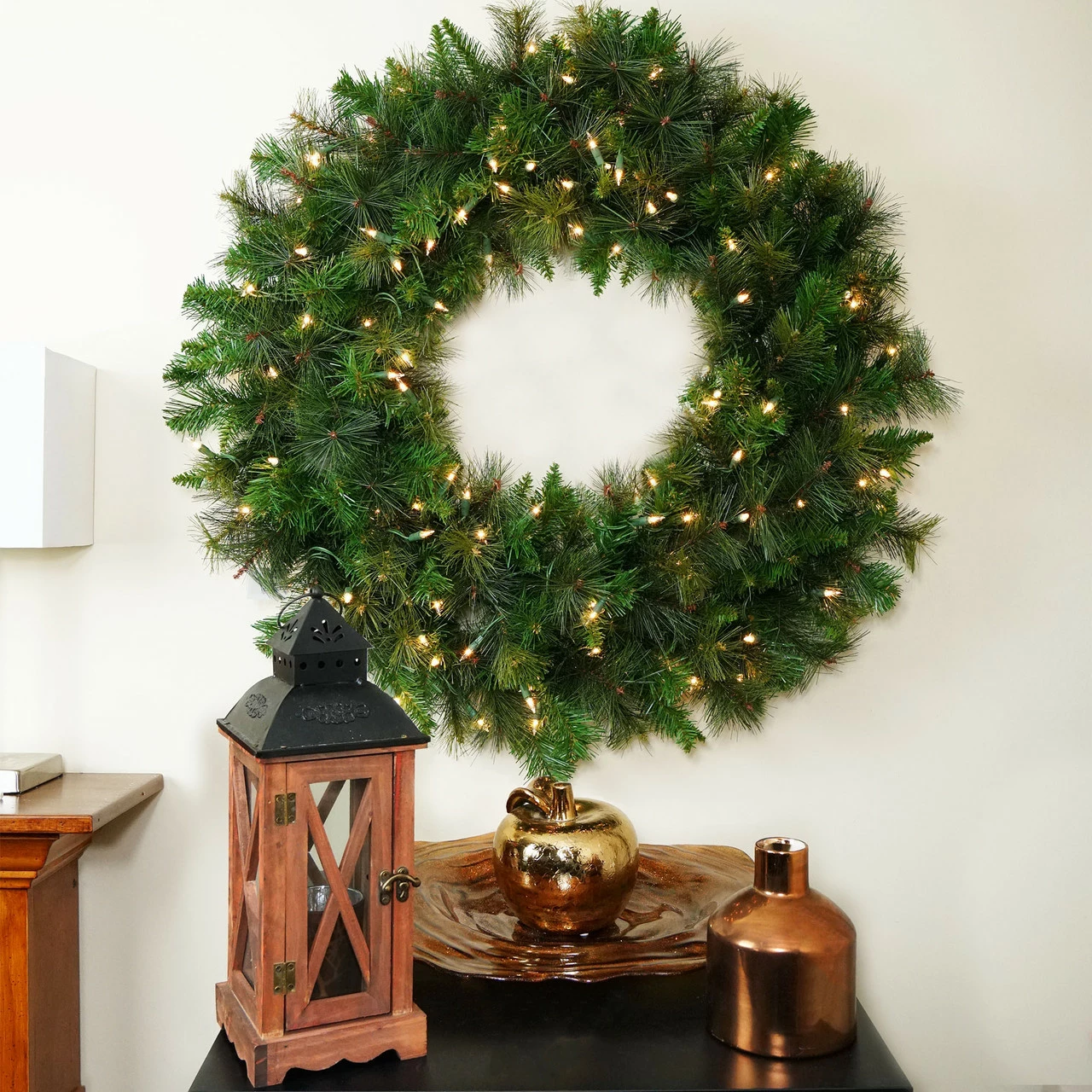 Northlight Mixed Canyon Pine Artificial Christmas Wreath - 24-Inch, Clear Lights 3 Northlight Mixed Canyon Pine Artificial Christmas Wreath - 24-Inch, Clear Lights - Image 3