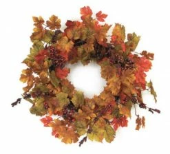 Melrose Green And Yellow Maple Leaves Artificial Spring Wreath - 24-Inch, Unlit