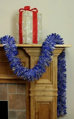 Northlight 12' X 3" Shiny Blue And Snowblush Wide Cut Tinsel Christmas Garland - Unlit -Wreaths & Garland shop qriszxpga88xtd46xjrymwyhkaynjopm 22253.1664379971