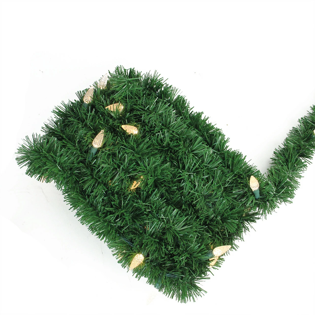 Brite Star 18' Pre-Lit Green Pine Artificial Christmas Garland - Warm White LED C6 Lights 1 Brite Star 18' Pre-Lit Green Pine Artificial Christmas Garland - Warm White LED C6 Lights