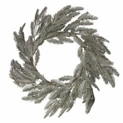 Raz Green And Silver Glittered Pine Artificial Christmas Wreath - 22-Inch, Unlit
