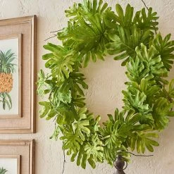 Raz Philodendron Leaves And Twigs Artificial Tropical Wreath - 26-Inch, Unlit -Wreaths & Garland shop raz w3810341 3 55875.1599268559
