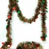 F C Young & Co Inc 12' Red & Green Christmas Tinsel Garland With Holographic Polka Dots - Unlit
