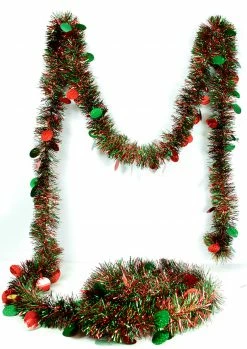 F C Young & Co Inc 12' Red & Green Christmas Tinsel Garland With Holographic Polka Dots - Unlit