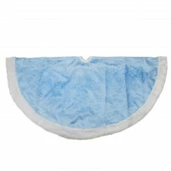 Northlight 48" Blue Iridescent Glittered Snowflake Christmas Tree Skirt With White Trim