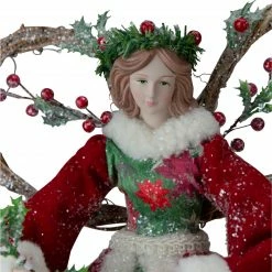 Roman Set Of 2 Beige And Red Holly Floral Dress Angel Christmas Tree Toppers 17" -Wreaths & Garland shop roman 132036 a 4 15659.1588405991