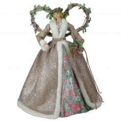 Roman Set Of 2 Beige And Red Holly Floral Dress Angel Christmas Tree Toppers 17" -Wreaths & Garland shop roman 132036 b 44481.1588405991