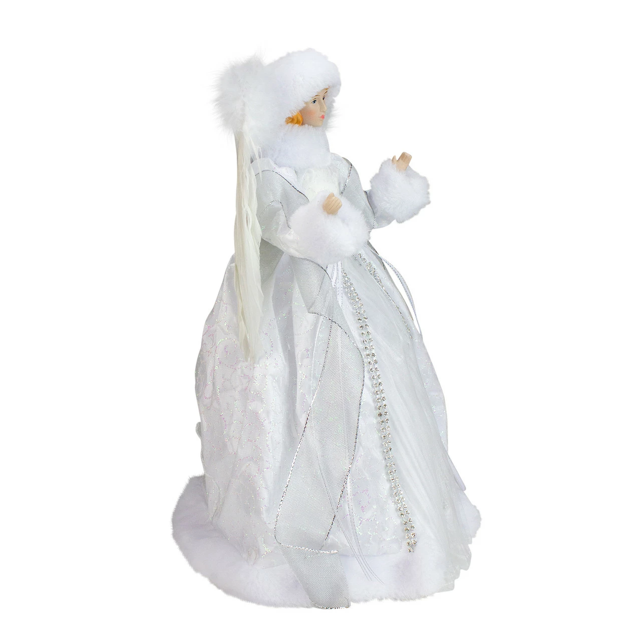 Roman 14" White Angel In A Sparkly Dress Christmas Tree Topper- Unlit 2 Roman 14" White Angel In A Sparkly Dress Christmas Tree Topper- Unlit - Image 2